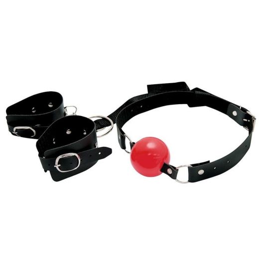 Kit Bracelete Bondagem com Mordaça Bola (Dominatrixxx) 1